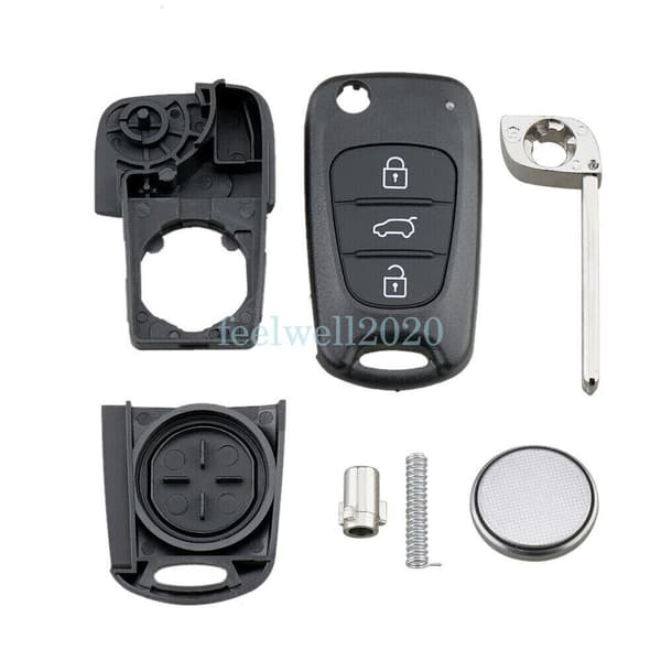 For Kia Ceed Sportage Sorento Rio Hyundai 3 Button Flip Key Fob Case + Battery