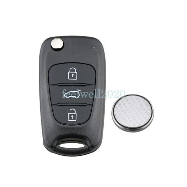 For Kia Ceed Sportage Sorento Rio Hyundai 3 Button Flip Key Fob Case + Battery