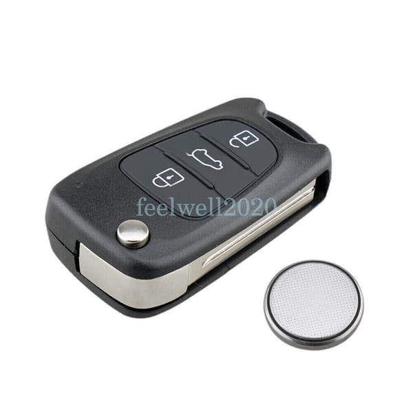 For Kia Ceed Sportage Sorento Rio Hyundai 3 Button Flip Key Fob Case + Battery