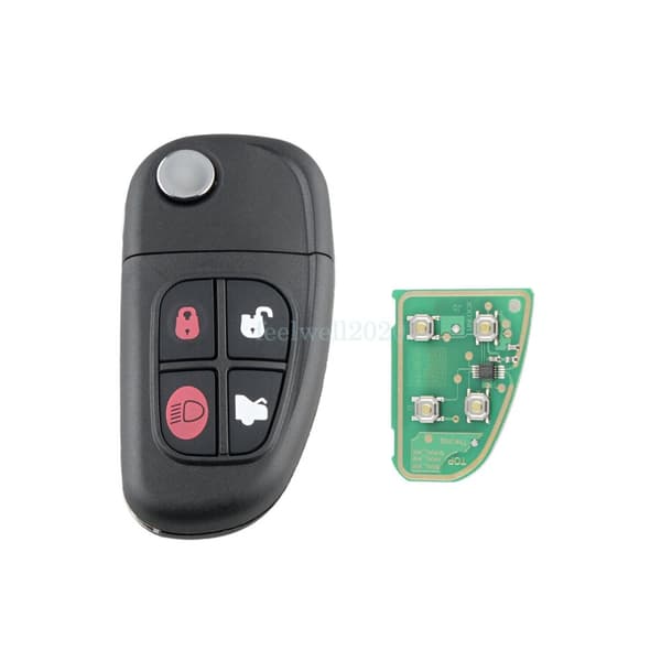2PCS For Jaguar X-Type S-Type XJ XJR 4 Button Remote Key Fob 433MHz + 4D60 Chip