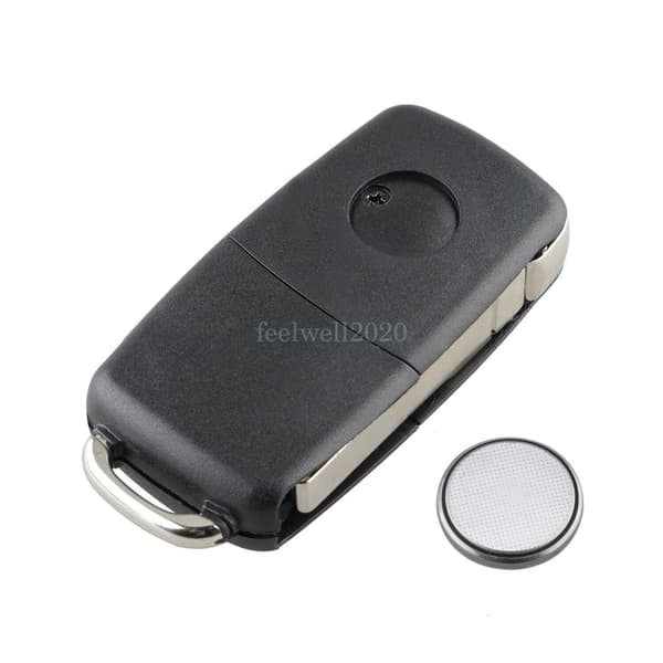 For VW Volkswagen Golf MK5 3 Button Flip Remote Car Key Case + CR2032 Battery
