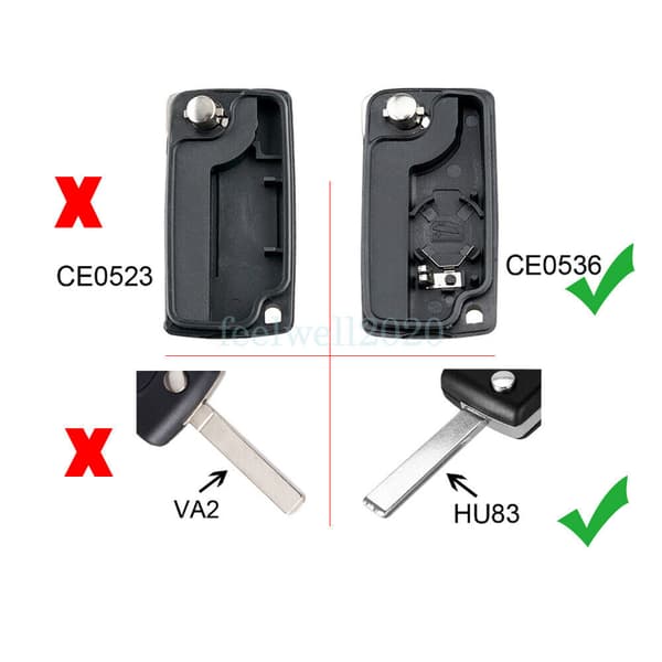 For Peugeot Expert 207 308 807 3008 5008 Key Fob Case Battery 2 Button - CE0536