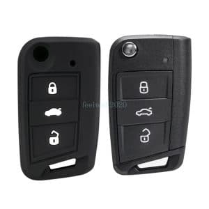 Flip Key Fob Case + Silicone Cover For Volkswagen VW Skoda Octavia A7 2017 Fabia