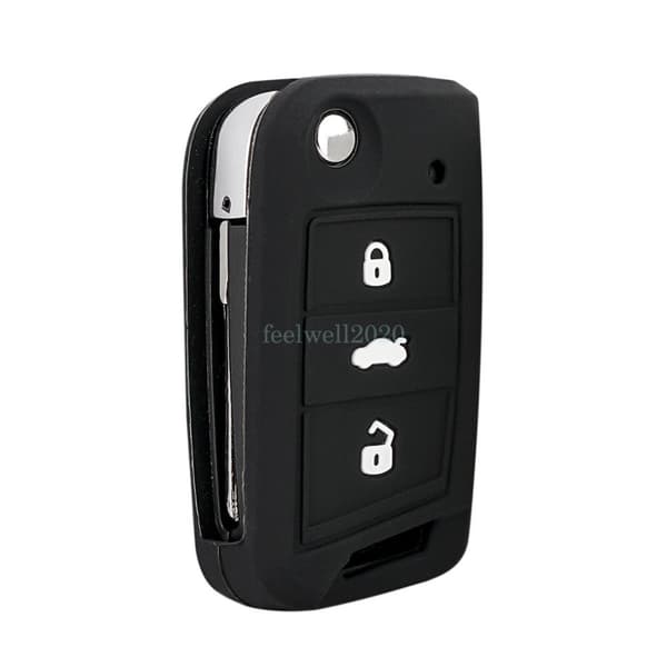 Remote Flip Key Fob Case + Silicone Cover For Volkswagen VW Golf Seat Leon Altea