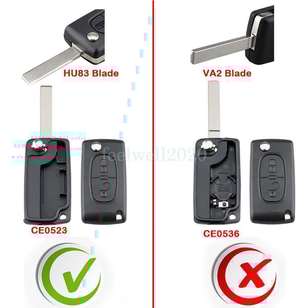 2X Flip Remote Key Fob Shell Case For Peugeot 207 307 308 3008 5008 807 Expert
