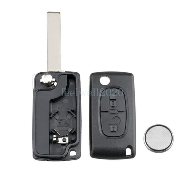 2 Button Key Fob Case + Battery For Peugeot 207 307 308 407 3008 5008 HU83 Blade