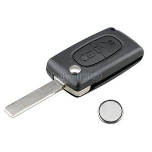 2 Button Key Fob Case + Battery For Peugeot 207 307 308 407 3008 5008 HU83 Blade