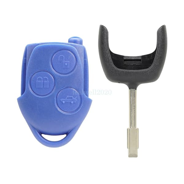 For Ford Transit Connect MK7 Blue 3 Button Remote Key Fob Case Shell + Blade