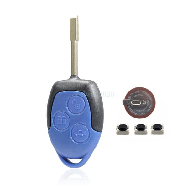 For Ford Transit Connect MK7 Blue 3 Button Remote Key Fob Case Shell + Blade
