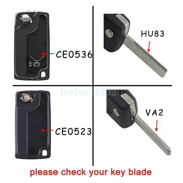 For Peugeot Expert 207 307 308 807 3008 5008 2 Button Flip Key Fob Case Battery