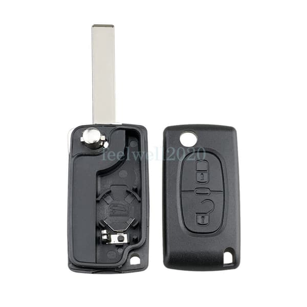 For Peugeot Expert 207 307 308 807 3008 5008 2 Button Flip Key Fob Case Battery
