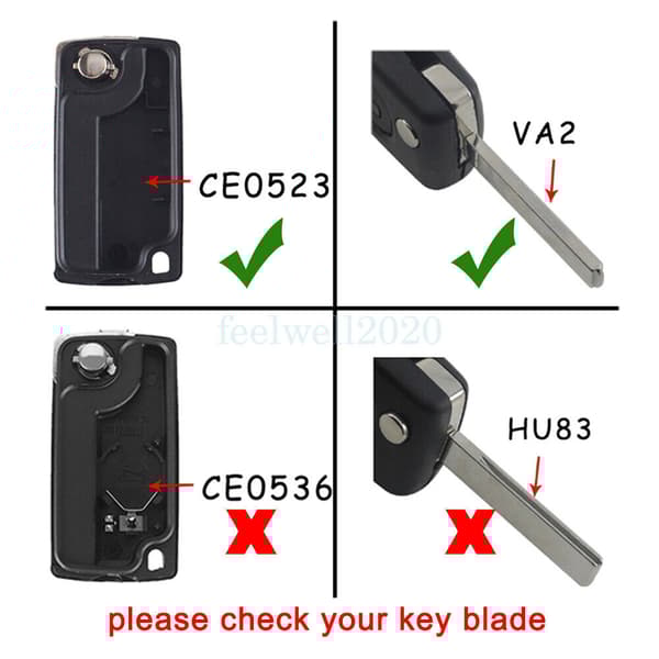 Flip Car Key Case Shell Battery For Citroen C2 C3 C4 C5 C6 C8 Picasso Remote Fob