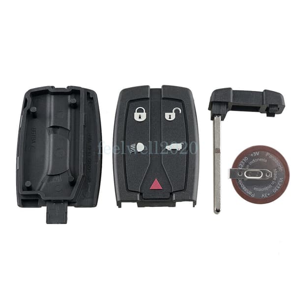 5 Button Remote Key Fob Case + Battery Replacement For Land Rover Freelander 2