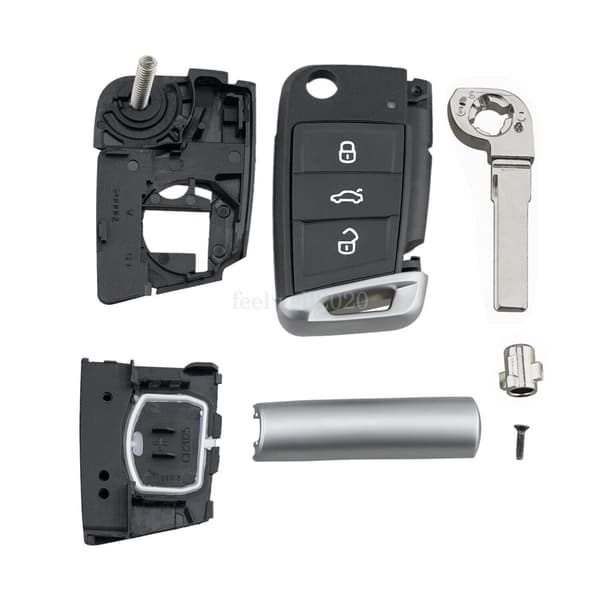 3 Button Flip Key Fob Case Shell For VW Golf MK7 Polo Seat Leon Skoda Octavia
