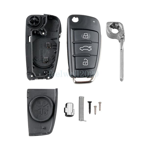 3 Button Flip Remote Key Case Cover Fob For Audi A3 A4 A6 A8 TT Q7 S6 Quattro