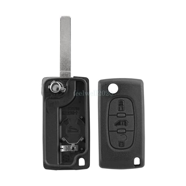 For Citroen Berlingo Dispatch 3 Button Car Key Fob Case VA2 Blade CE0536 Battery