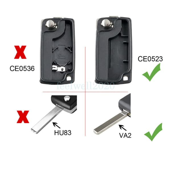 3 Button Key Fob Case CE0523 VA2 Blade For Citroen C2 C3 C4 C5 C6 Peugeot 207