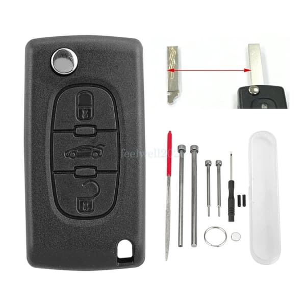 3Button Key Fob Case HU83 For Peugeot Partner Citroen Berlingo Dispatch Tool Set