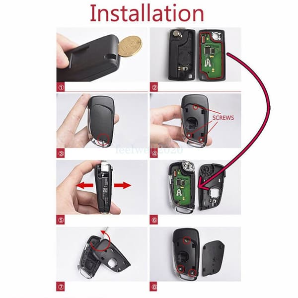 2 Buttons Flip Key Fob Case For Citroen C3 Picasso 2008 2009 2010 2011 2012 2013
