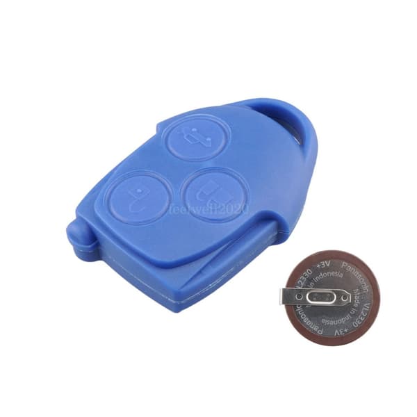 For Ford Transit MK7 Van 3 Button BLUE Remote Key Shell + Battery Repair Kit