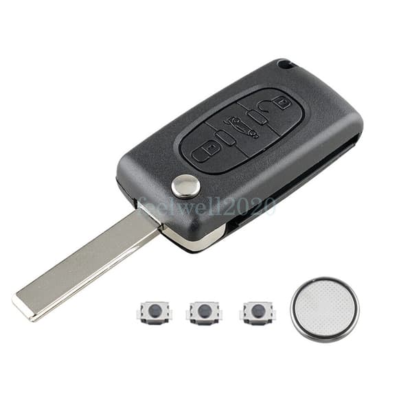 For Peugeot 207 307 308 407 508 3 Button CE0523 Key Fob Case HU83 Blade Battery