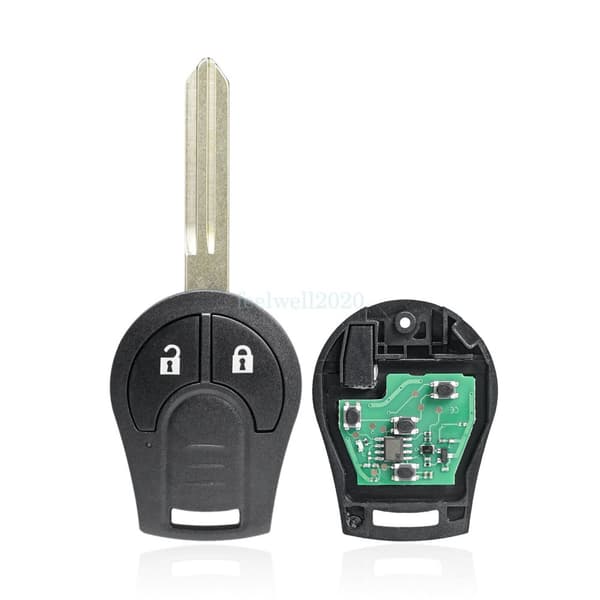 2 Button Remote Key Fob + Chip 433Mhz For Nissan Micra K13 2013 2014 2015 2016