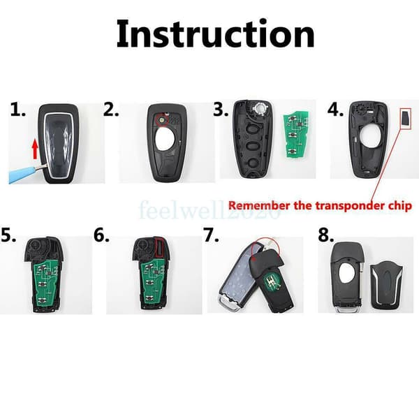 3 Button Flip Key Case Fob For Ford Focus Transit Connect Mondeo Custom Fiesta