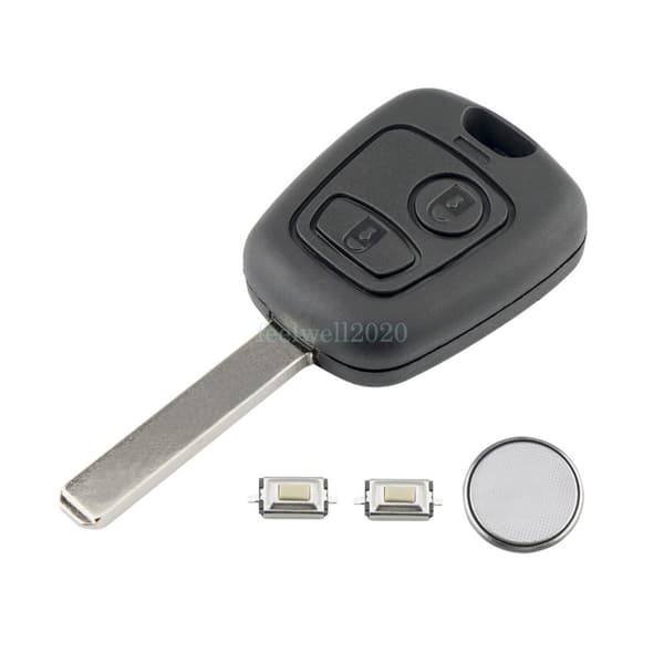 For Peugeot 107 207 307 2 Button Remote Key Fob Case VA2 Blade & Switch Battery