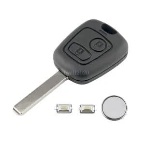 For Peugeot 107 207 307 2 Button Remote Key Fob Case VA2 Blade & Switch Battery