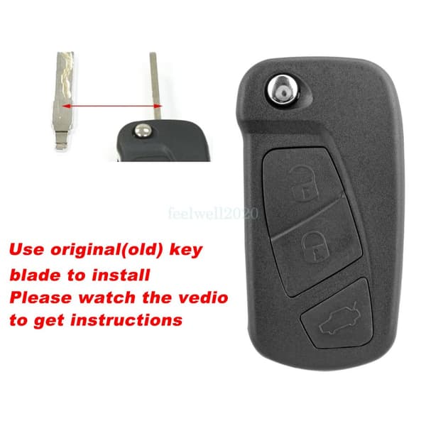3 Button Remote Flip Key Fob Case for Ford KA MK2 2008-2016 + Pin Removal Tools