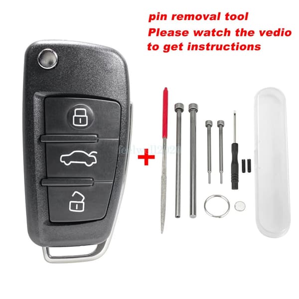 3 Button Remote Flip Key Case Fob Shell For Audi A3 A4 A6 A8 TT Q7 S6 Quattro