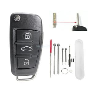 3 Button Remote Flip Key Case Fob Shell For Audi A3 A4 A6 A8 TT Q7 S6 Quattro