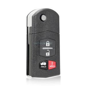 4button Flip Key Case + Uncut Blade for Mazda 3 5 6 MX-5 RX8 Remote Fob Battery