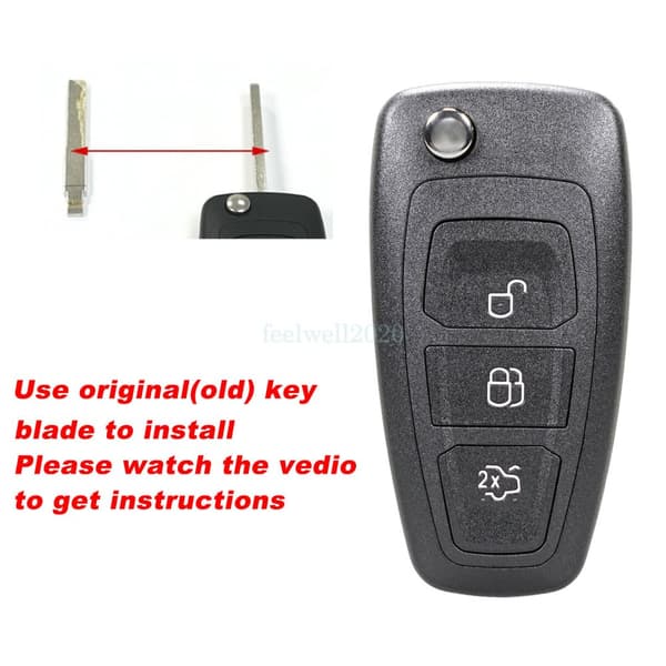 3 Button Flip Key Case Fob Set Tool For Ford Focus Transit Connect Custom Mondeo