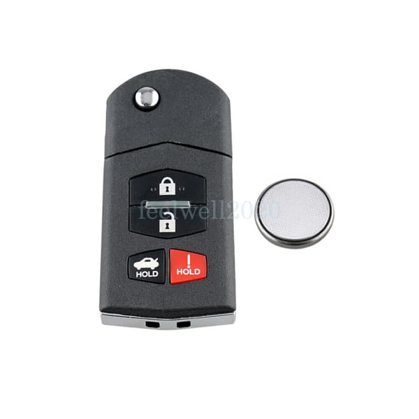 Replacement 4 Button Flip Key Fob Case Shell Repair Kit For Mazda 3 5 6 MX-5 RX8