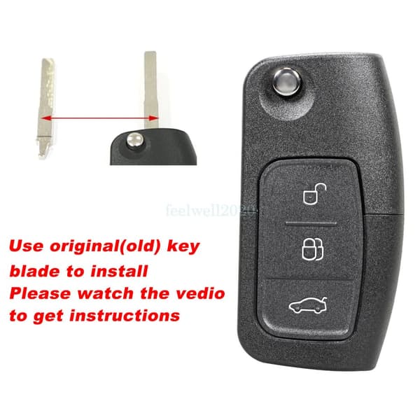 3 Button Flip Key Fob Case For Ford Focus Fiesta Mondeo Kuga Pin Removal Tools