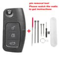 Miniatyrbilde 2 av 7: 3 Button Flip Key Fob Case For Ford Focus Fiesta Mondeo Kuga Pin Removal Tools