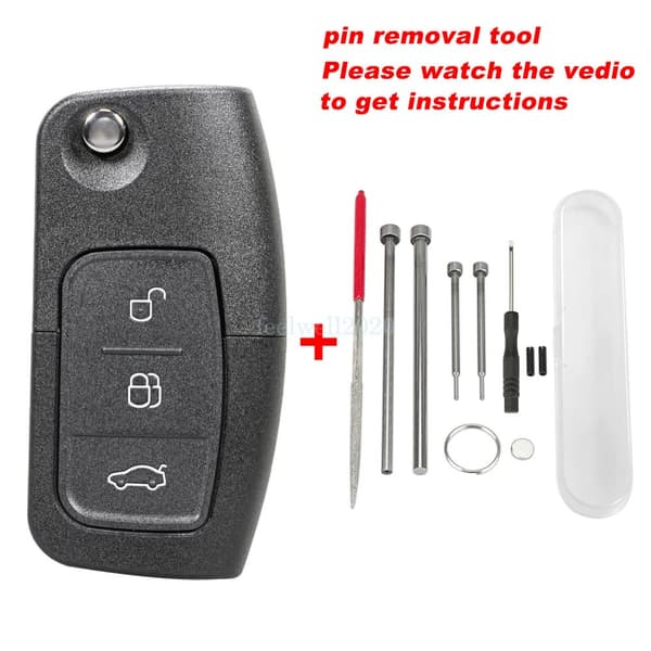3 Button Flip Key Fob Case For Ford Focus Fiesta Mondeo Kuga Pin Removal Tools