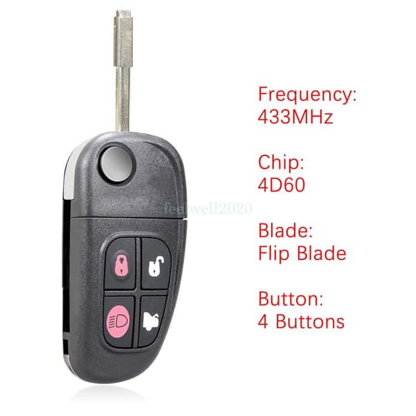 For Jaguar X S Type XJ XJR 2004 2005 2006 2007 2008 Flip Remote Key Fob 433MHz