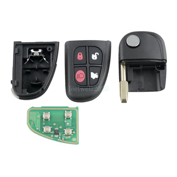 433MHz 4 Button Flip Remote Key FOB For Jaguar X-Type S-Type XJ XJR 2002 - 2008