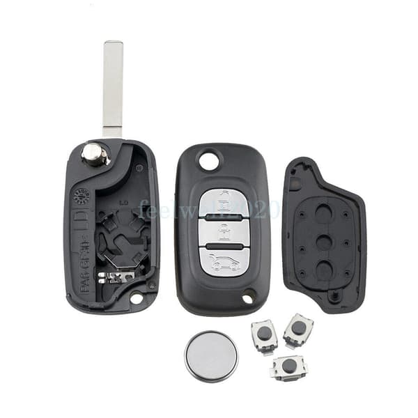 3 Button Car Key Fob Case + Battery For Renault Clio Modus Twingo Megane Kangoo