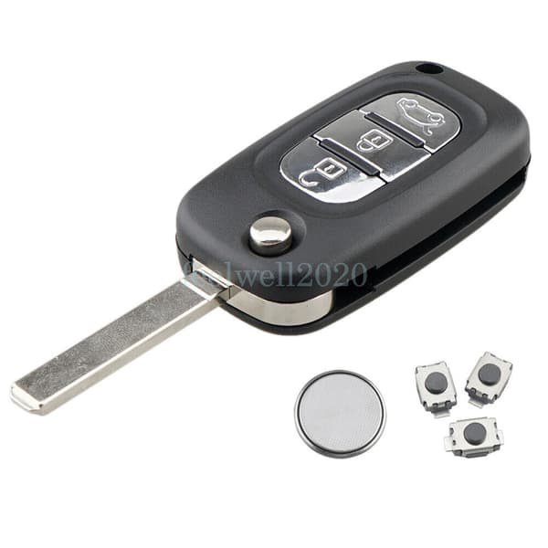 3 Button Car Key Fob Case + Battery For Renault Clio Modus Twingo Megane Kangoo