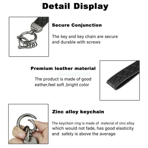Fashion Wrist Strap Belt Keyring Leather Car Key Fob Keys Chain Hook Loop Craft