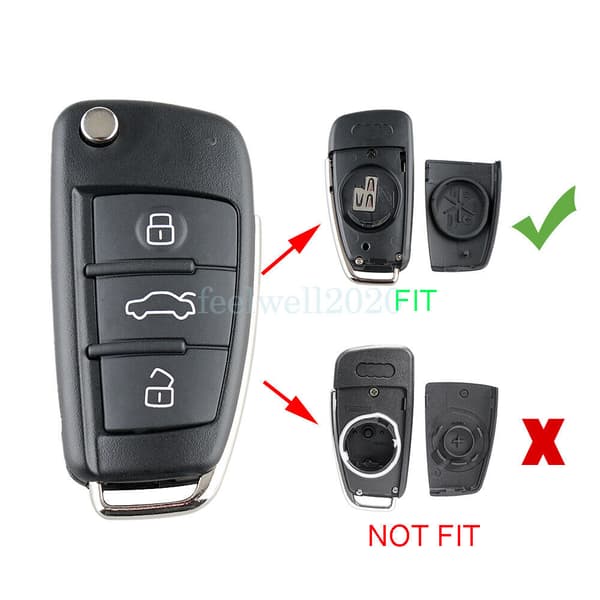 Replacement 3 Button Key Fob Shell Case For Audi A3 A4 A6 S3 S4 S6 TT Q7 QUATTRO