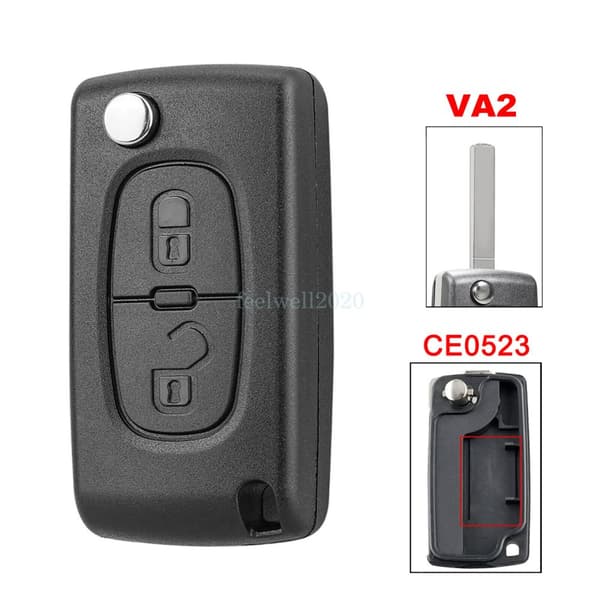 2 Button Flip Key Fob Case For Peugeot 207 307 308 3008 5008 Expert - CE0523 VA2