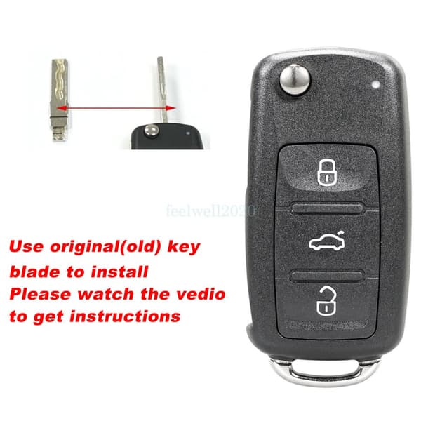 3B Flip Key Fob Case For VW Golf Transporter Beetle Jetta Polo Pin Removal Tool
