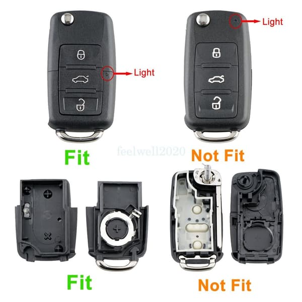 3 Button Flip Key Fob Case for VW Passat 2000 2001 2002 2003 2004 2005 2006 2007