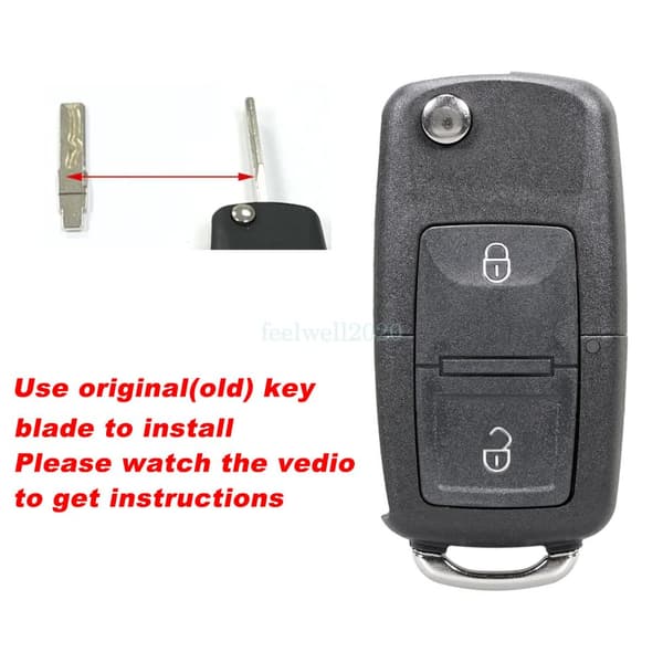2 Button Flip Key Fob Case For VW Golf Mk4 Bora T5 Lupo Seat Leon Skoda Tool Set