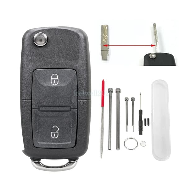2 Button Flip Key Fob Case For VW Golf Mk4 Bora T5 Lupo Seat Leon Skoda Tool Set