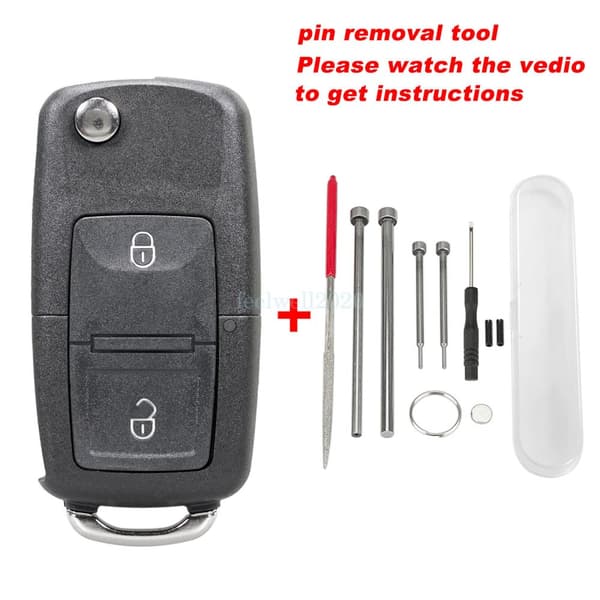 2 Button Flip Key Fob Case For VW Golf Mk4 Bora T5 Lupo Seat Leon Skoda Tool Set